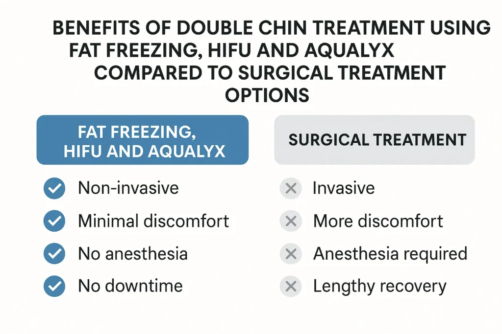 Graphic about the benefits of double chin treatment Salisbury - from LA LIPO
