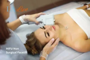 Woman having Hi-Fu to reduce wrinkles Salisbury.